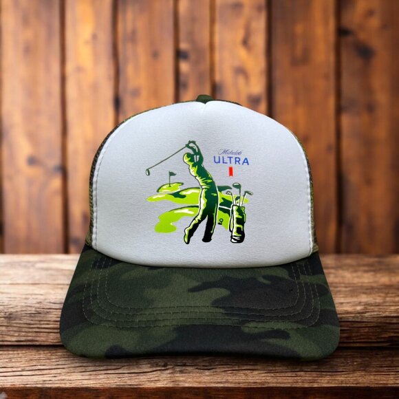Michelob Ultra Mens Trucker Hat Camo US Open Golf Tourney Retro Logo Beer Cap - Picture 1 of 4
